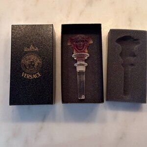 NIB Versace  Rosenthal  Crystal Glass Bottle Stopper of Medusa Wine Stopper